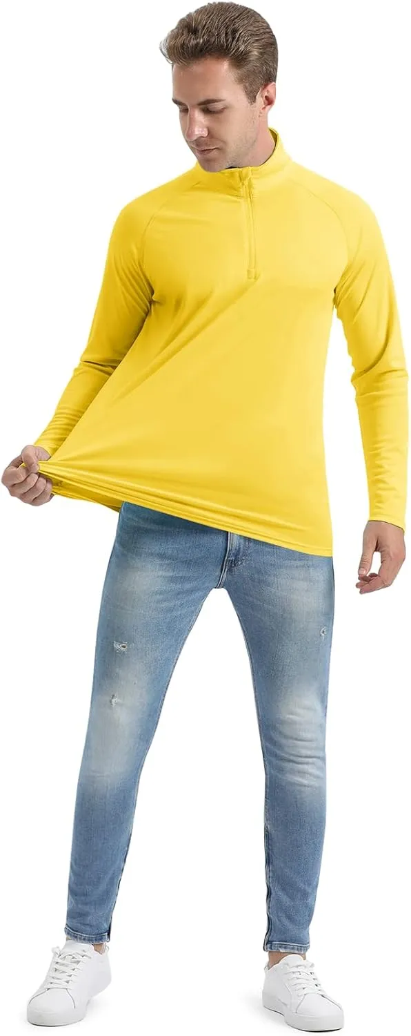 CRYSULLY Men's Long Sleeve 1/4 Zip Shirts Sun Protection Pullover UPF 50  Rash Guard Running Lightweight T Shirt