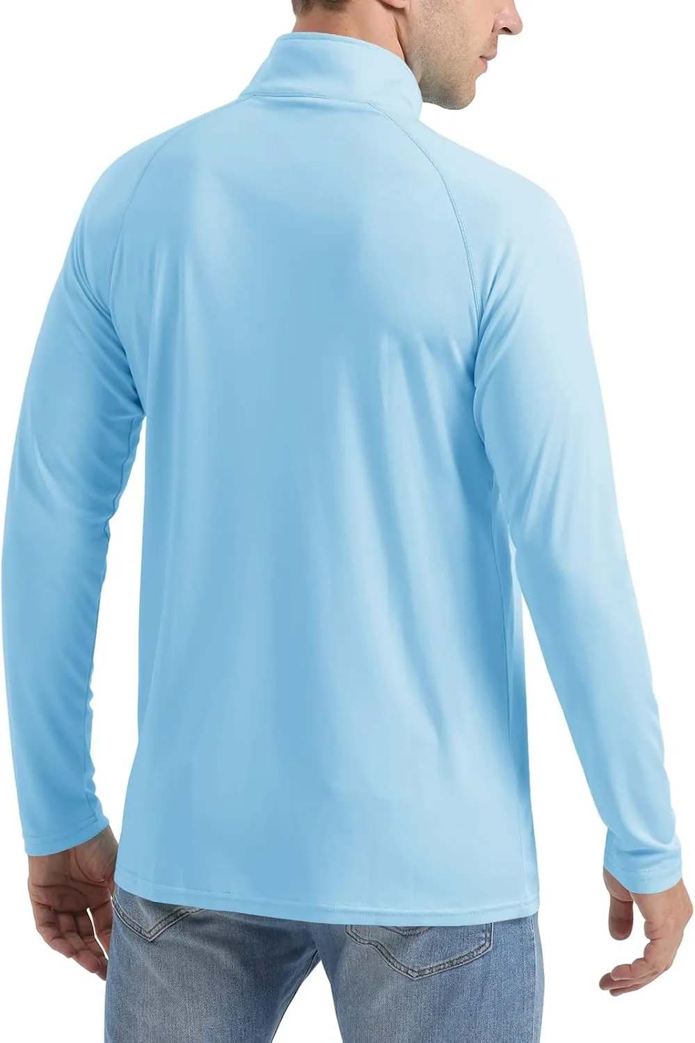 CRYSULLY Men's Long Sleeve 1/4 Zip Shirts Sun Protection Pullover UPF 50  Rash Guard Running Lightweight T Shirt