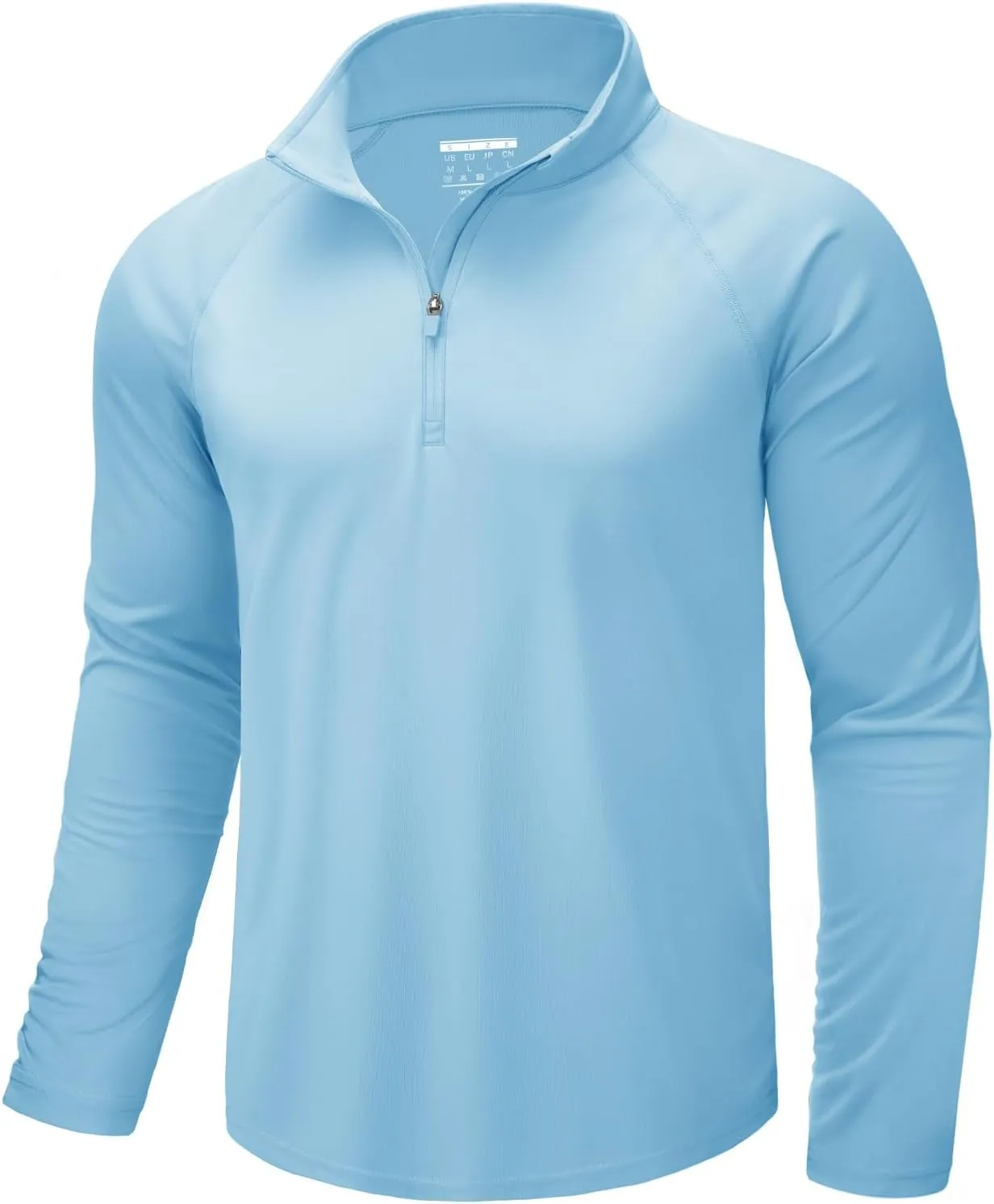 CRYSULLY Men's Long Sleeve 1/4 Zip Shirts Sun Protection Pullover UPF 50  Rash Guard Running Lightweight T Shirt