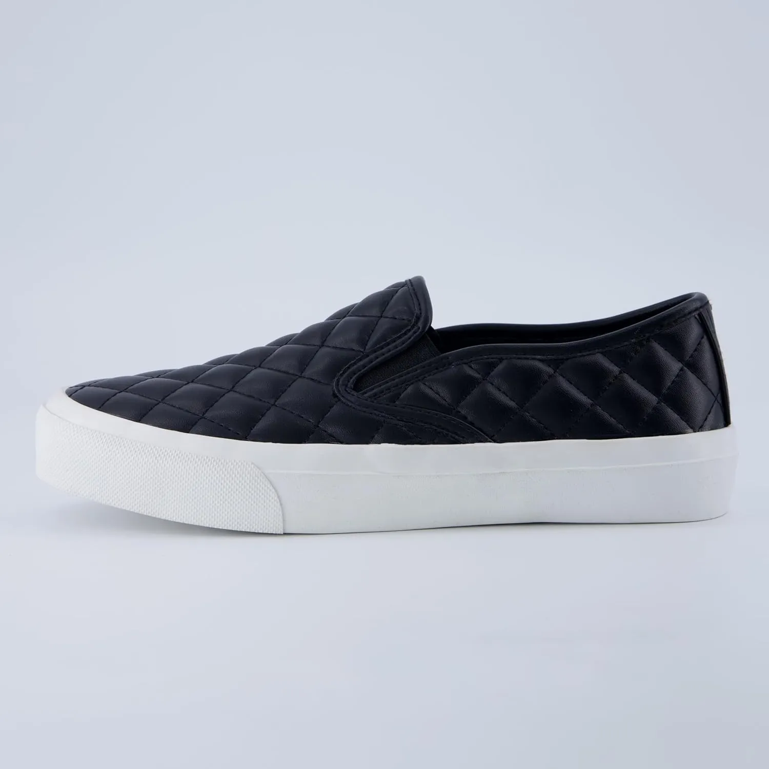 CUSHIONAIRE Faze Women’s Quilted Slip-On Sneaker – Faux Leather Casual Shoe with Memory Foam Insole & Rubber Outsole