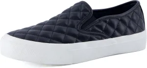 CUSHIONAIRE Faze Women’s Quilted Slip-On Sneaker – Faux Leather Casual Shoe with Memory Foam Insole & Rubber Outsole