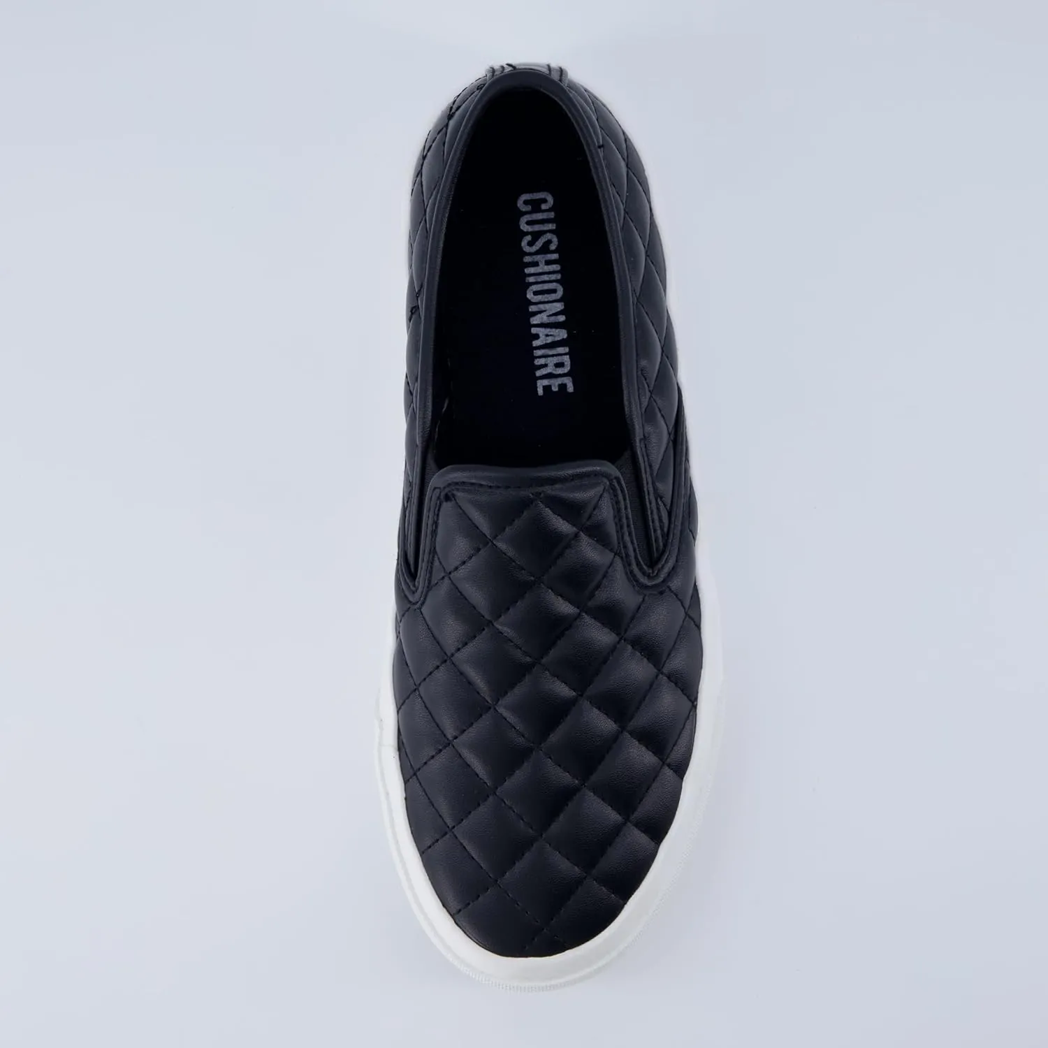 CUSHIONAIRE Faze Women’s Quilted Slip-On Sneaker – Faux Leather Casual Shoe with Memory Foam Insole & Rubber Outsole