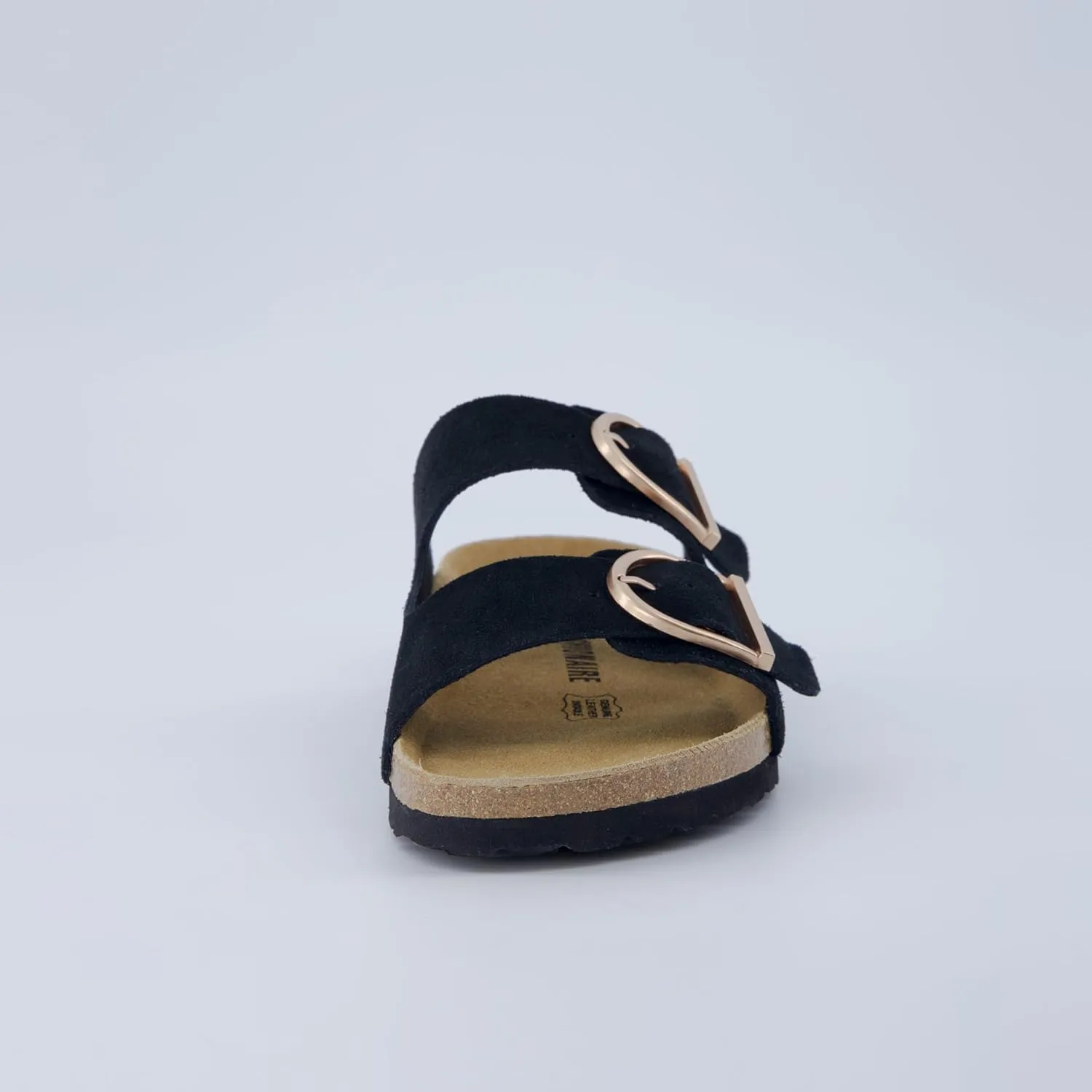CUSHIONAIRE Legacy Cork Footbed Sandals for Women – Leather Double Strap Slides with Adjustable Buckles   Memory Foam