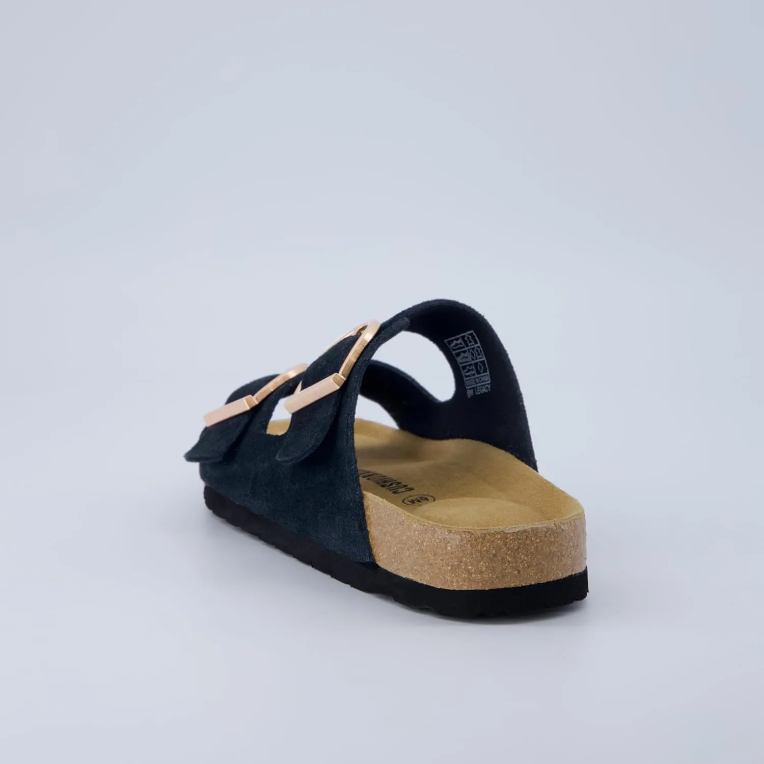 CUSHIONAIRE Legacy Cork Footbed Sandals for Women – Leather Double Strap Slides with Adjustable Buckles   Memory Foam