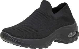 CUSHIONAIRE Women's Breeze Stretch Knit Slip on Sneaker  Memory Foam & LiteSole Technology