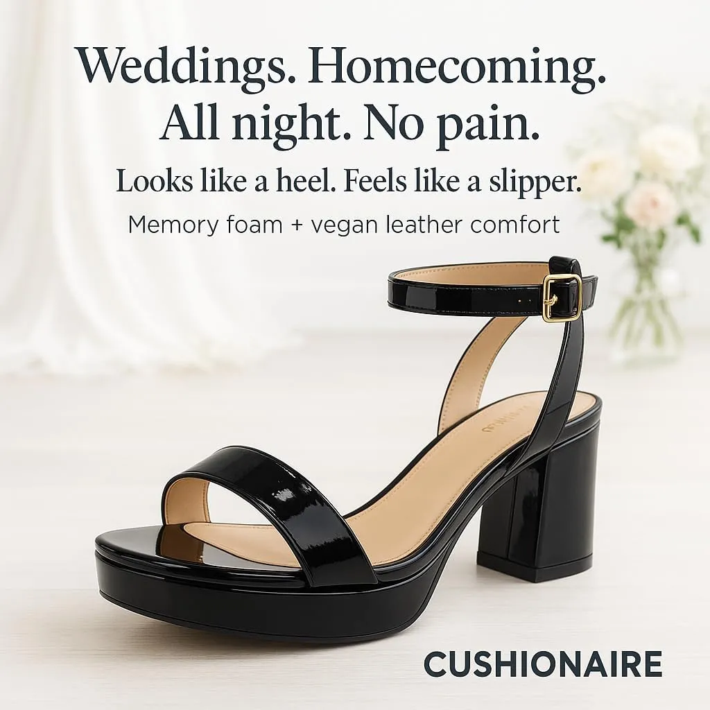 CUSHIONAIRE Women's Cherry platform dress sandal  Memory Foam and Wide Widths Available