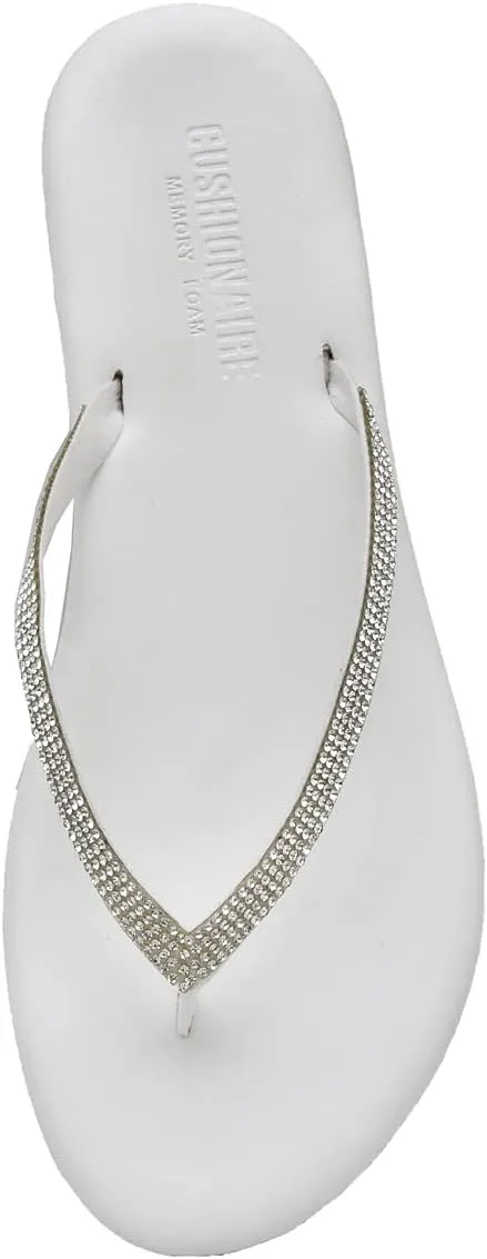 CUSHIONAIRE Women's Ciara Jeweled Flip Flop Sandal with Memory Foam