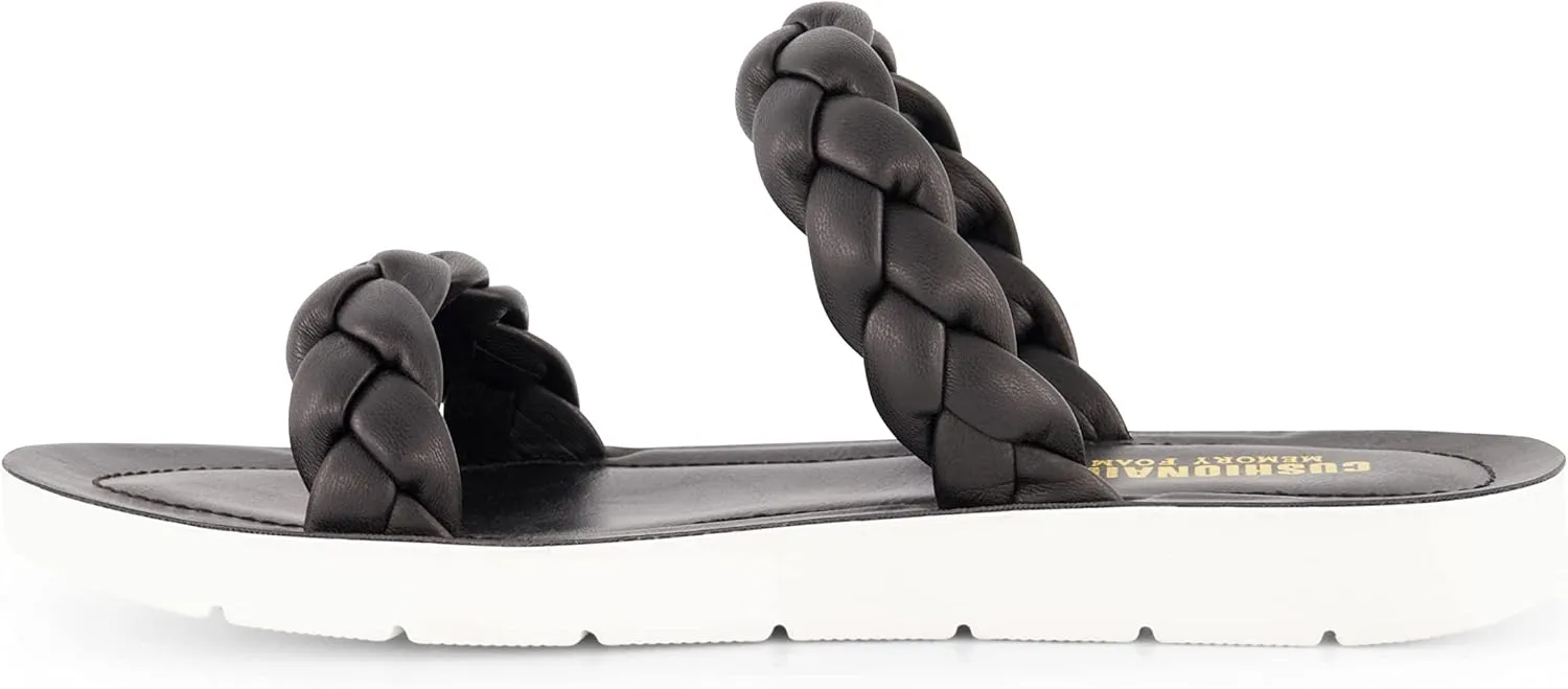 CUSHIONAIRE Women's Isla braided slide sandal  Memory Foam