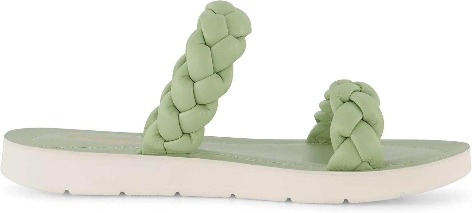 CUSHIONAIRE Women's Isla braided slide sandal  Memory Foam
