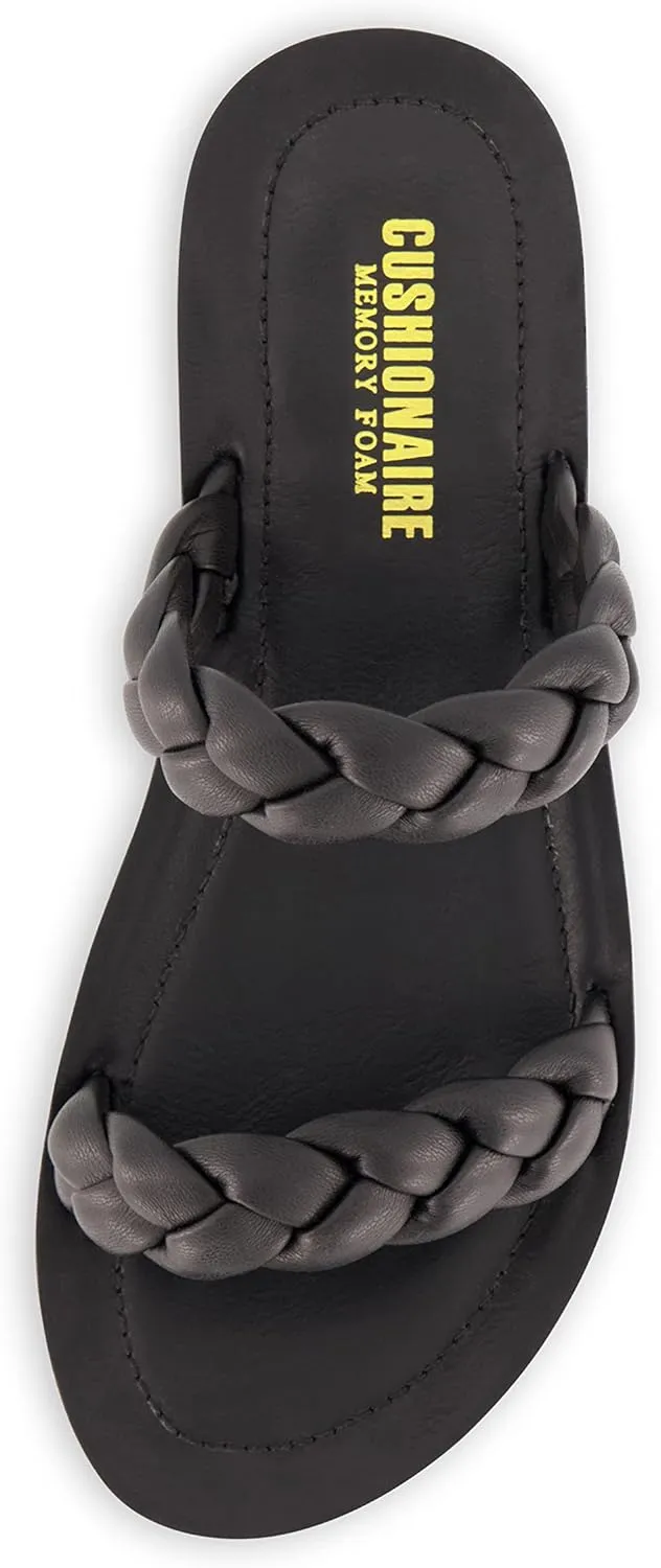 CUSHIONAIRE Women's Isla braided slide sandal  Memory Foam