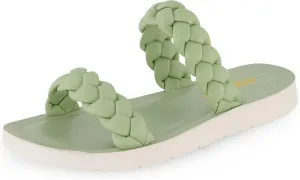 CUSHIONAIRE Women's Isla braided slide sandal  Memory Foam