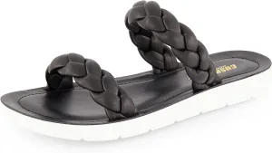 CUSHIONAIRE Women's Isla braided slide sandal  Memory Foam