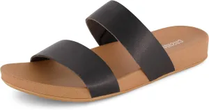 CUSHIONAIRE Women's Josie 2 band slide footbed sandal  Comfort Foam