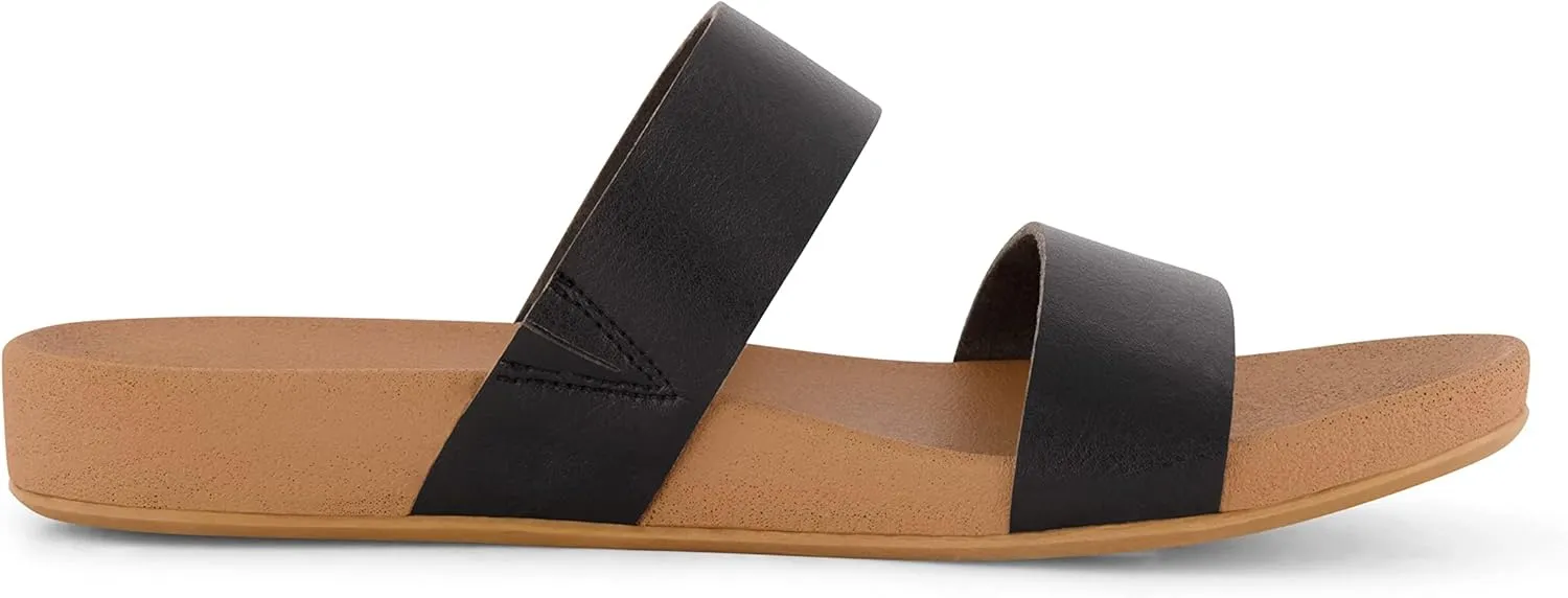 CUSHIONAIRE Women's Josie 2 band slide footbed sandal  Comfort Foam