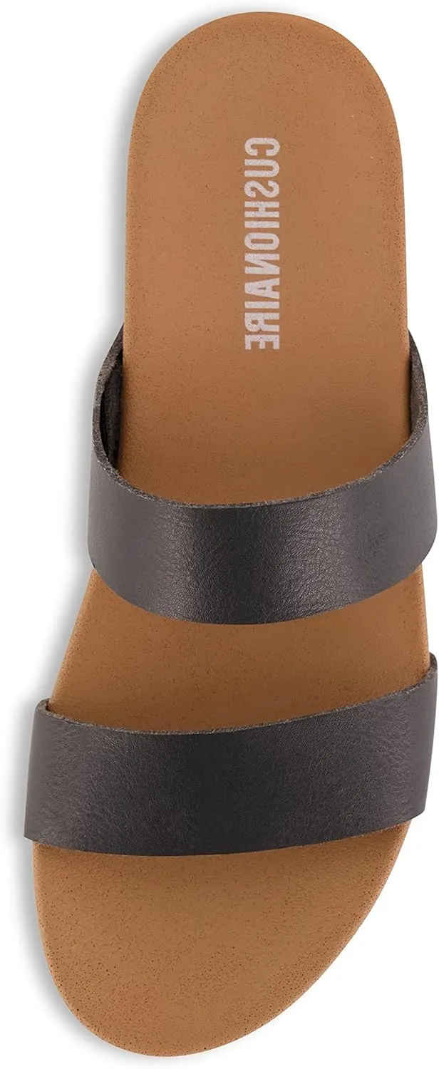 CUSHIONAIRE Women's Josie 2 band slide footbed sandal  Comfort Foam