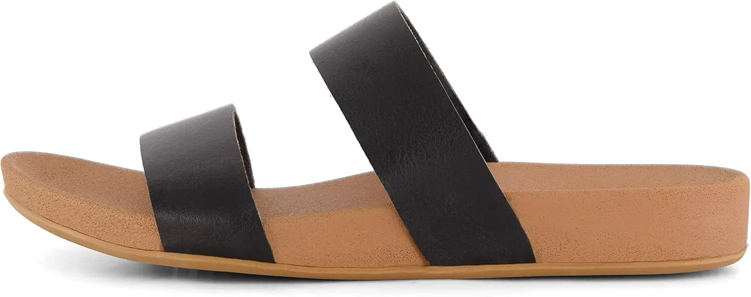 CUSHIONAIRE Women's Josie 2 band slide footbed sandal  Comfort Foam