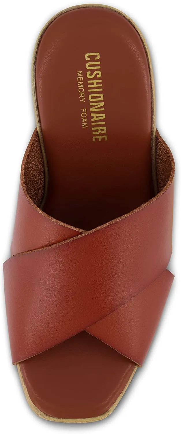 CUSHIONAIRE Women's Kamari Faux Wood Sandal with Memory Foam Padding, Wide Widths Available