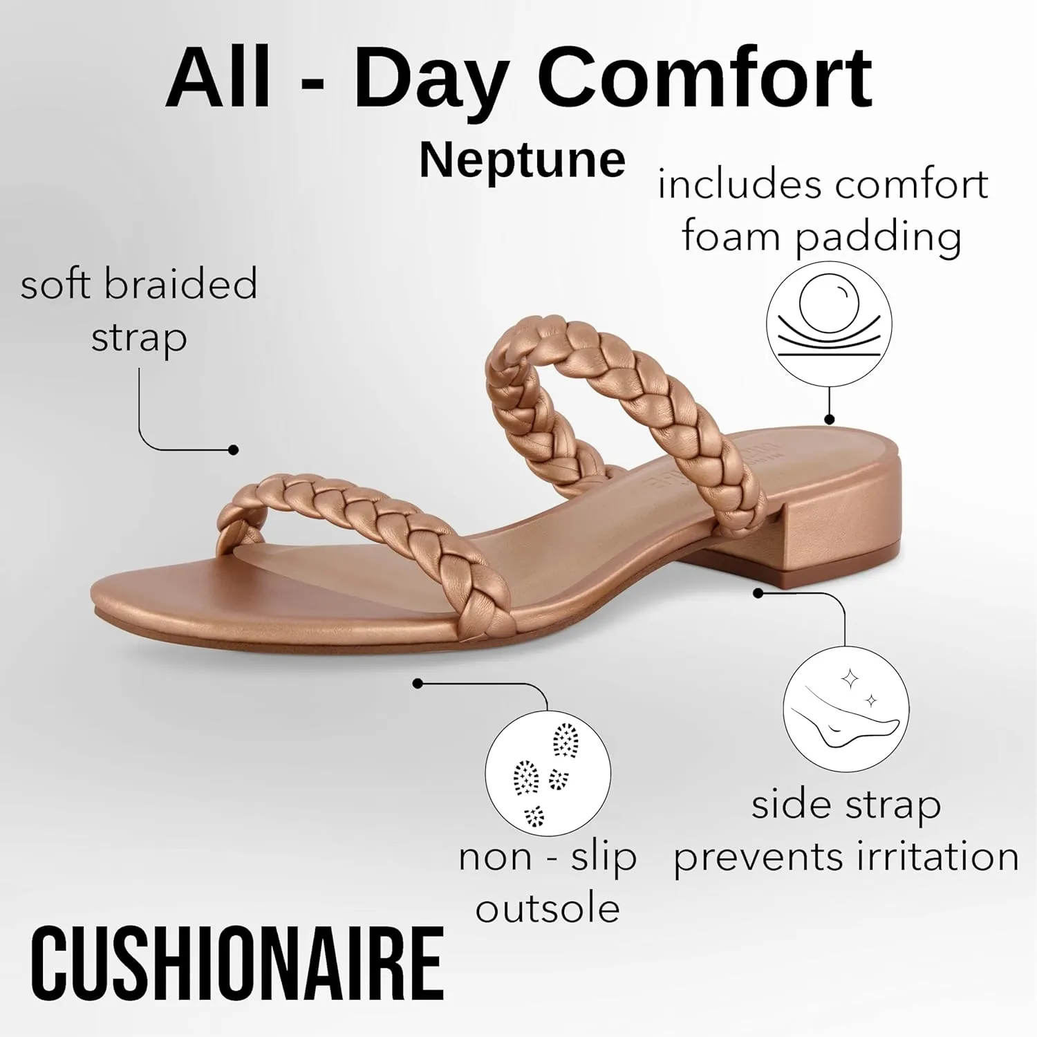 CUSHIONAIRE Women's Neptune braided low block heel sandal  Memory Foam