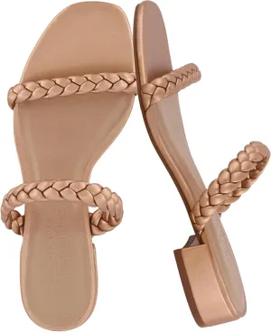 CUSHIONAIRE Women's Neptune braided low block heel sandal  Memory Foam