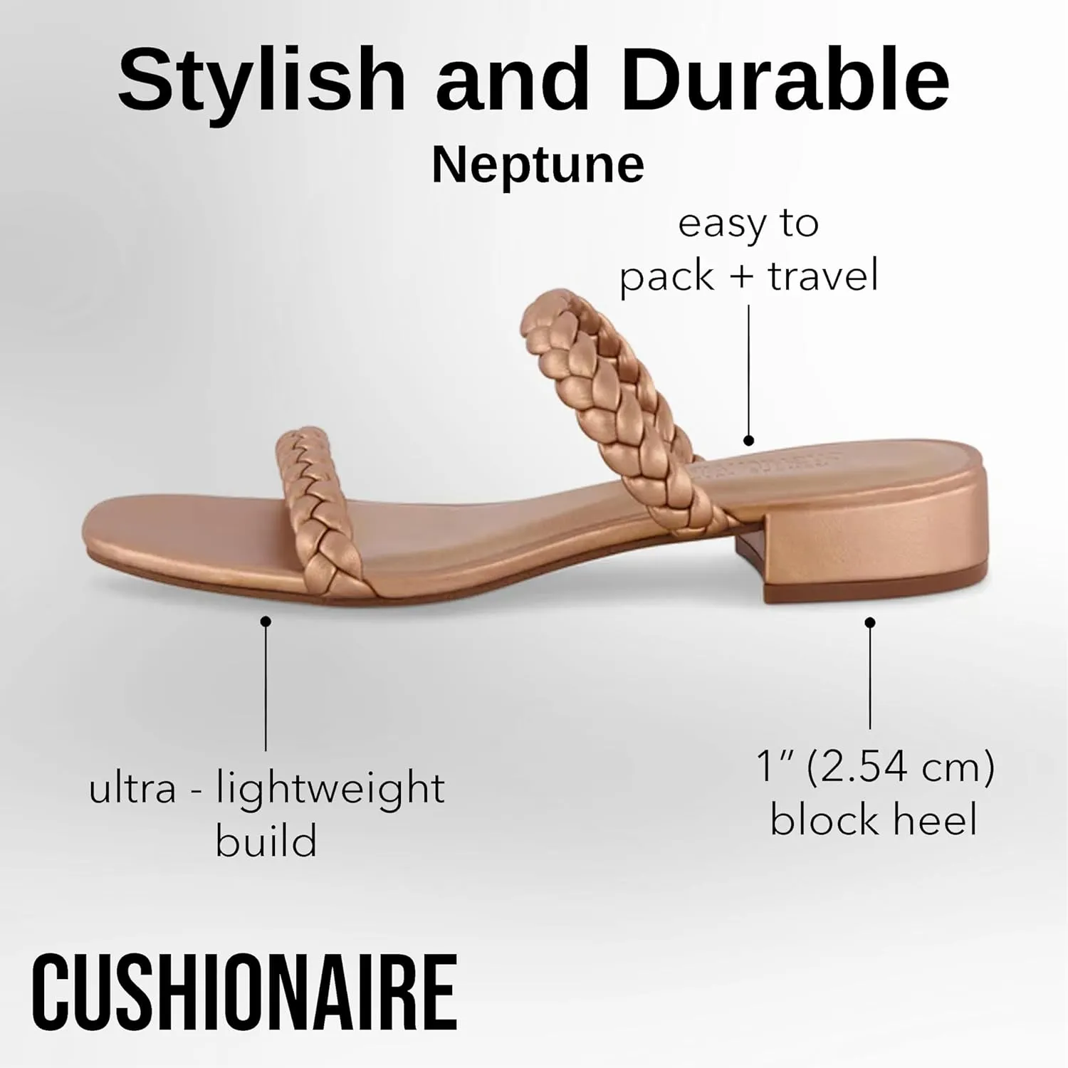 CUSHIONAIRE Women's Neptune braided low block heel sandal  Memory Foam
