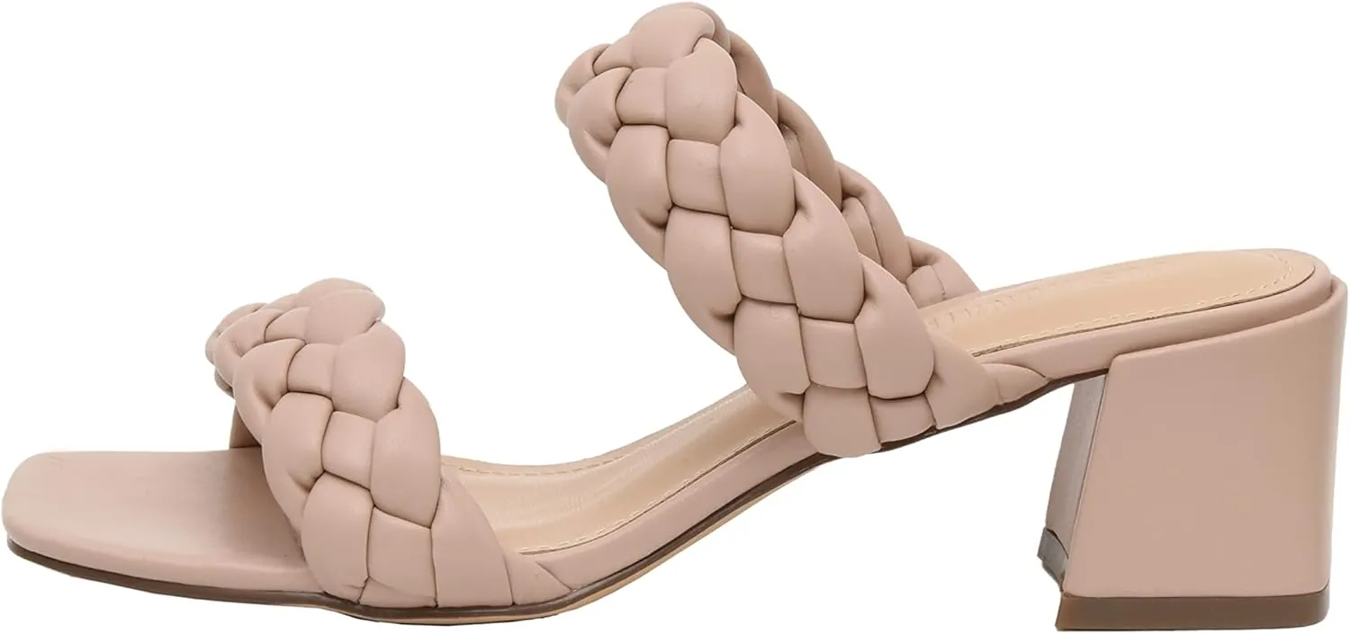 CUSHIONAIRE Women's Onyx braided Heel Sandal  Memory Foam, Wide Widths Available
