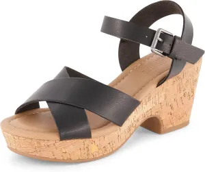 CUSHIONAIRE Women's Rosie Cork Wedge Sandal  Memory Foam