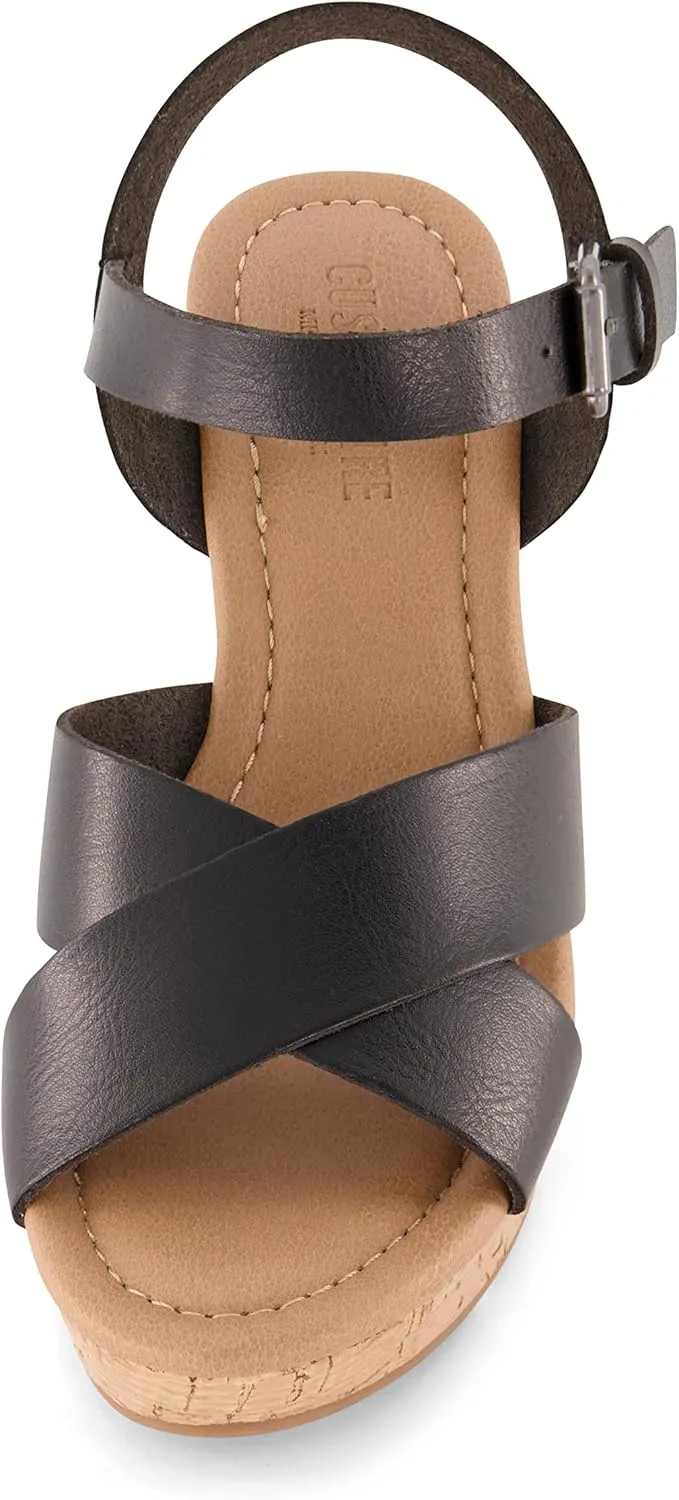 CUSHIONAIRE Women's Rosie Cork Wedge Sandal  Memory Foam