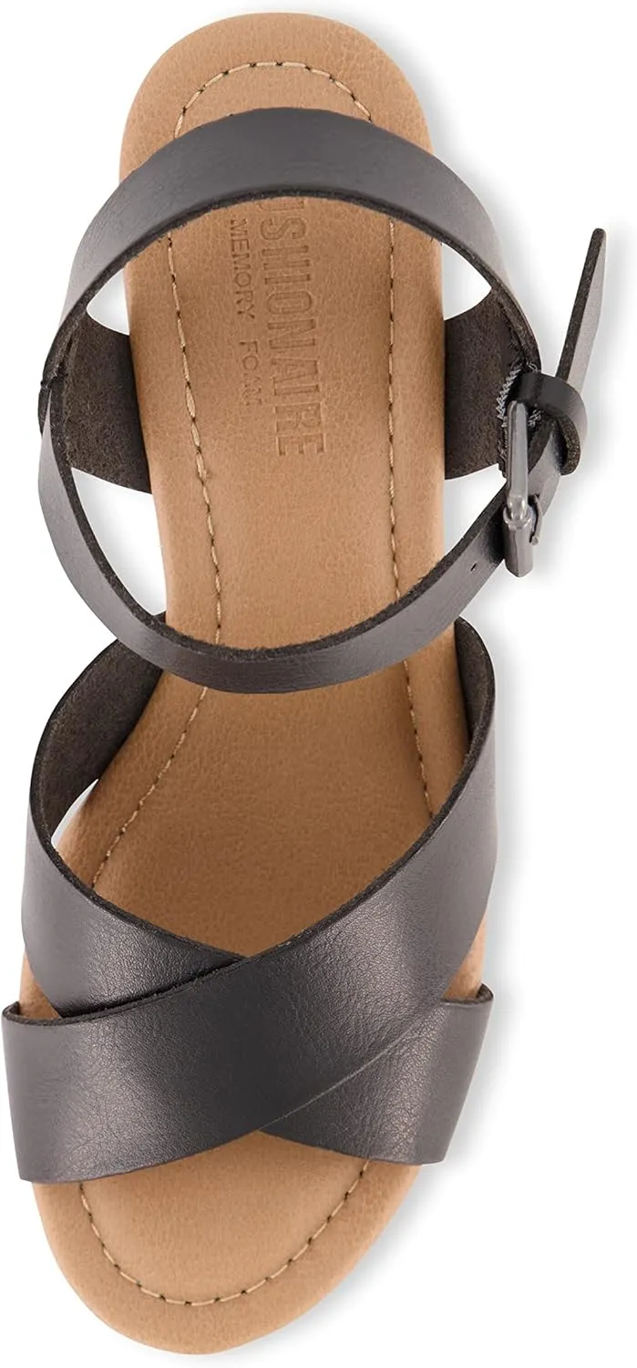 CUSHIONAIRE Women's Rosie Cork Wedge Sandal  Memory Foam