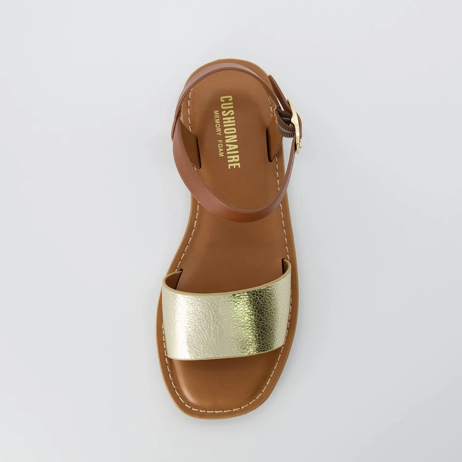 CUSHIONAIRE Women's Swoon one band ankle strap sandal with Memory Foam, Wide Widths Available