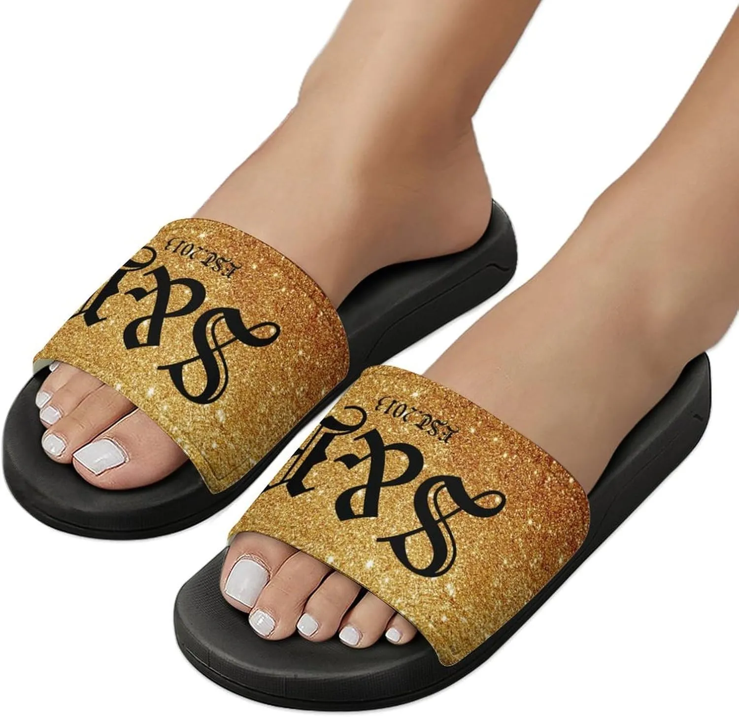Custom Shower Slippers for Women Man, Non-Slip Open Toe Slippers for Bathroom Kitchen Beach Indoor Outdoor Use, Unique Footwear Gifts for Girlfriend BoyFriend Mother Father