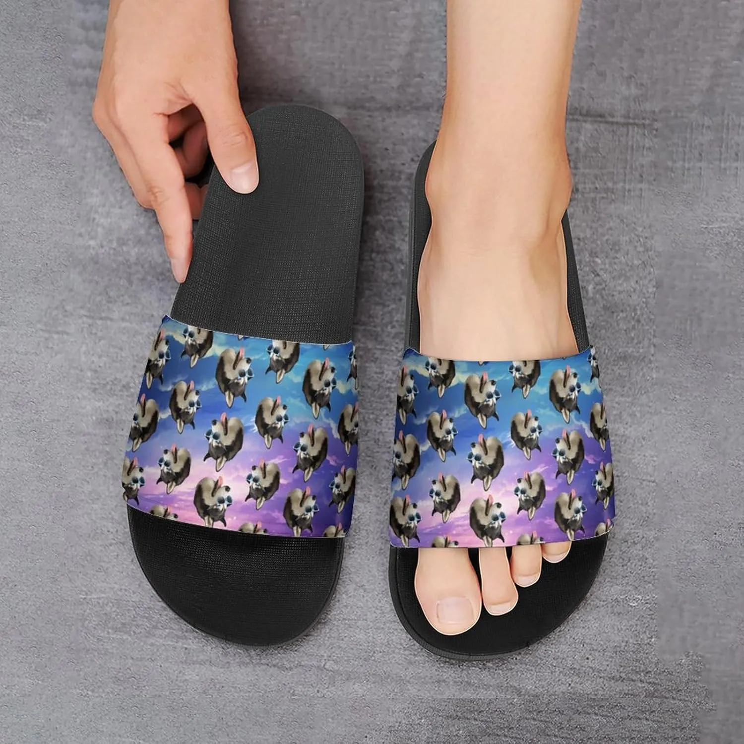 Custom Shower Slippers for Women Man, Non-Slip Open Toe Slippers for Bathroom Kitchen Beach Indoor Outdoor Use, Unique Footwear Gifts for Girlfriend BoyFriend Mother Father
