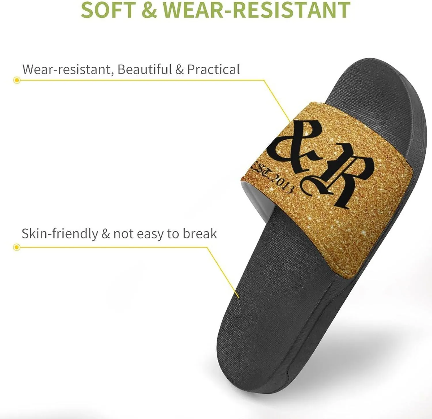 Custom Shower Slippers for Women Man, Non-Slip Open Toe Slippers for Bathroom Kitchen Beach Indoor Outdoor Use, Unique Footwear Gifts for Girlfriend BoyFriend Mother Father