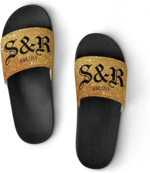 Custom Shower Slippers for Women Man, Non-Slip Open Toe Slippers for Bathroom Kitchen Beach Indoor Outdoor Use, Unique Footwear Gifts for Girlfriend BoyFriend Mother Father