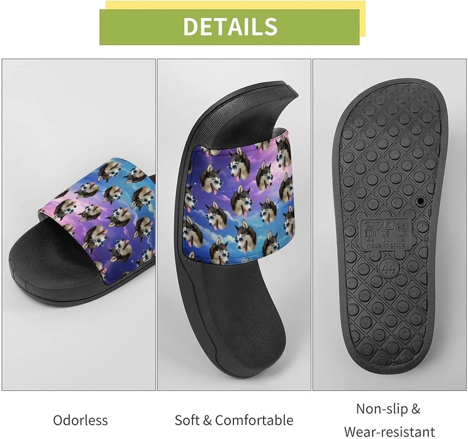 Custom Shower Slippers for Women Man, Non-Slip Open Toe Slippers for Bathroom Kitchen Beach Indoor Outdoor Use, Unique Footwear Gifts for Girlfriend BoyFriend Mother Father