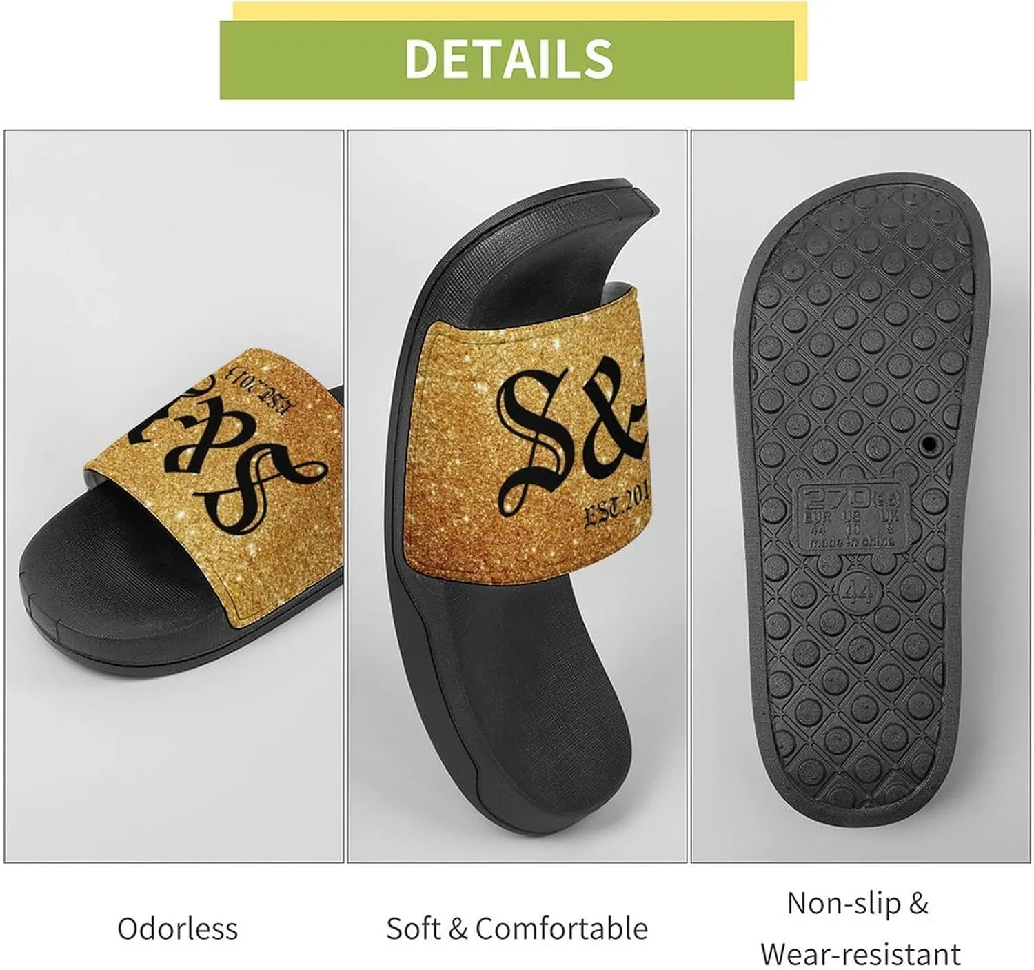 Custom Shower Slippers for Women Man, Non-Slip Open Toe Slippers for Bathroom Kitchen Beach Indoor Outdoor Use, Unique Footwear Gifts for Girlfriend BoyFriend Mother Father