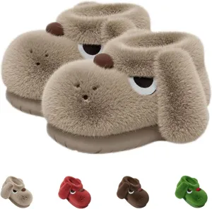 Cute 3D Dog Slippers for Women & Men - Fuzzy Cartoon Animal Slippers