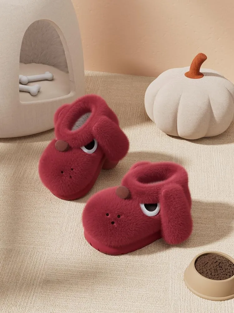 Cute 3D Dog Slippers for Women & Men - Fuzzy Cartoon Animal Slippers