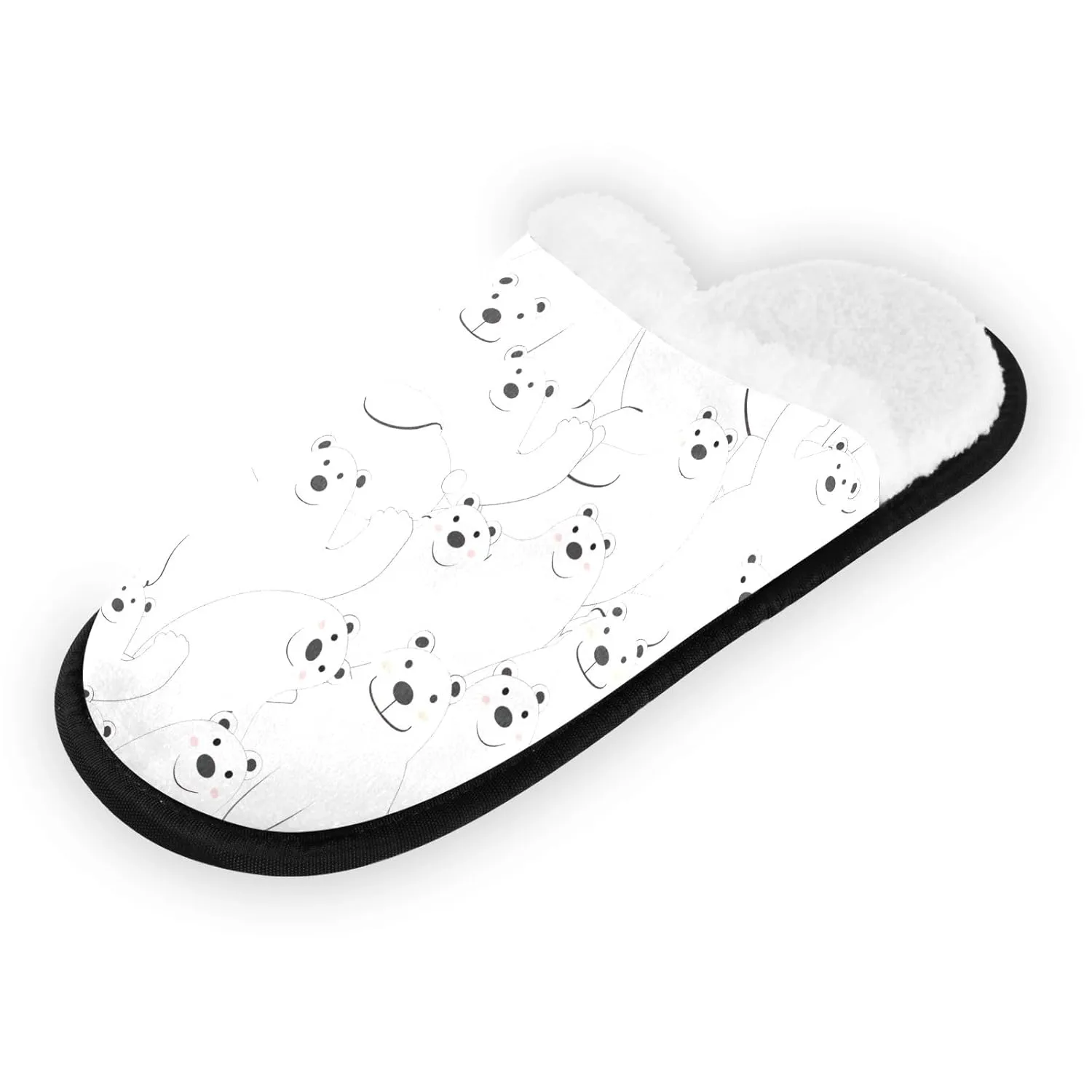 Cute Bears White Slippers Spa, Soft Guest Slippers Men Travel Slipper Size 9 to 12