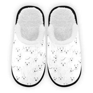 Cute Bears White Slippers Spa, Soft Guest Slippers Men Travel Slipper Size 9 to 12