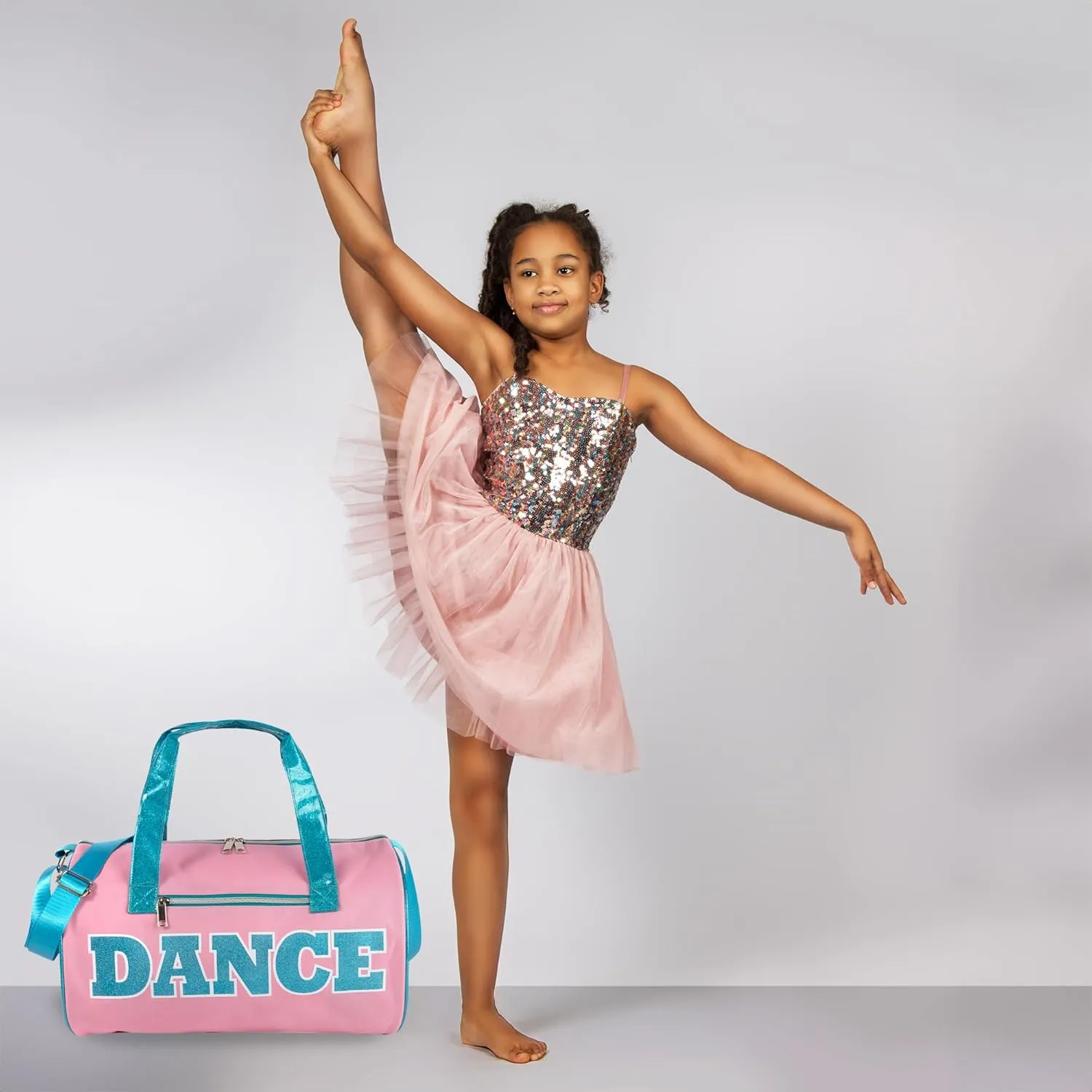 Dance Duffle Bags for Dancers, Girls, Teens, and Student Athletes, Fun Dance Workout Duffel Bag for Girls and Boys (Pink/Blue)