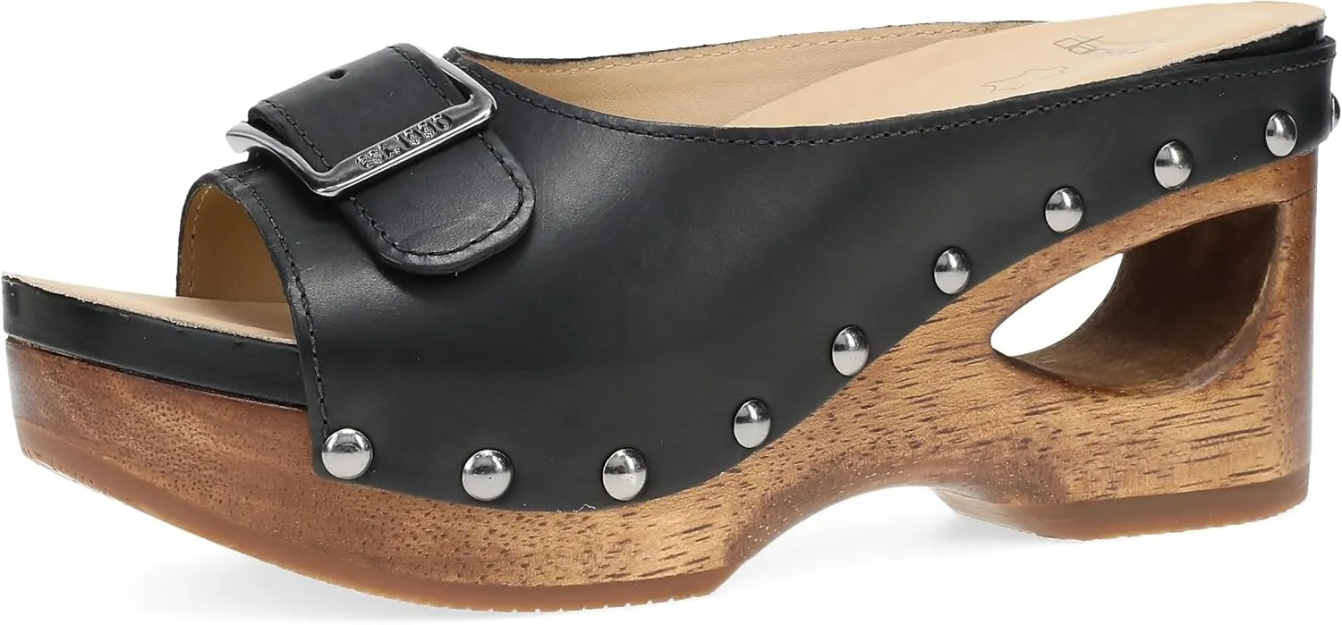 Dansko Adeline Heeled Slide Sandal for Women - Hand-Crafted Wooden Outsoles - Memory Foam Footbeds and Rubber Padded Outsoles for Comfort and Durability