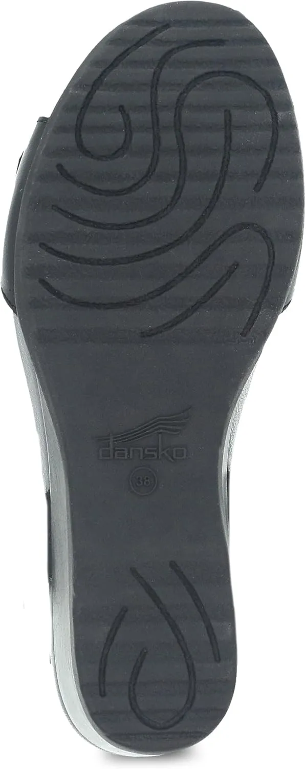 Dansko Arielle Wedge Sandal for Women – Cushioned, Contoured Footbed for All-Day Comfort and Support – Adjustable Hook & Loop Strap with Buckle Detail – Lightweight Rubber Outsole