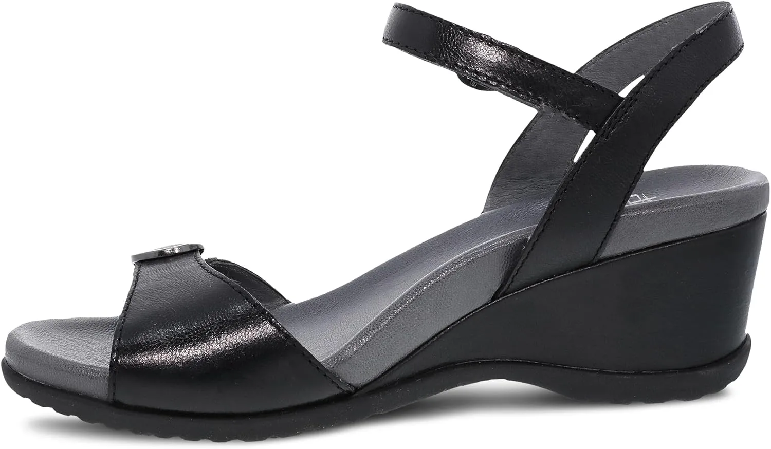 Dansko Arielle Wedge Sandal for Women – Cushioned, Contoured Footbed for All-Day Comfort and Support – Adjustable Hook & Loop Strap with Buckle Detail – Lightweight Rubber Outsole