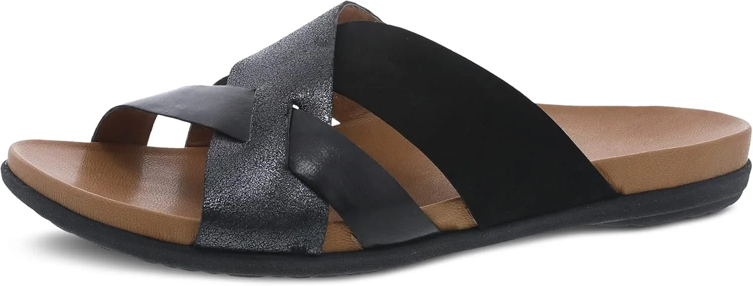 Dansko Joanna Slip-On Sandal for Women – Leather Linings and Uppers for All-Day Comfort – Dual Density EVA Footbed and Lightweight Rubber Outsole for Long-Lasting Wear