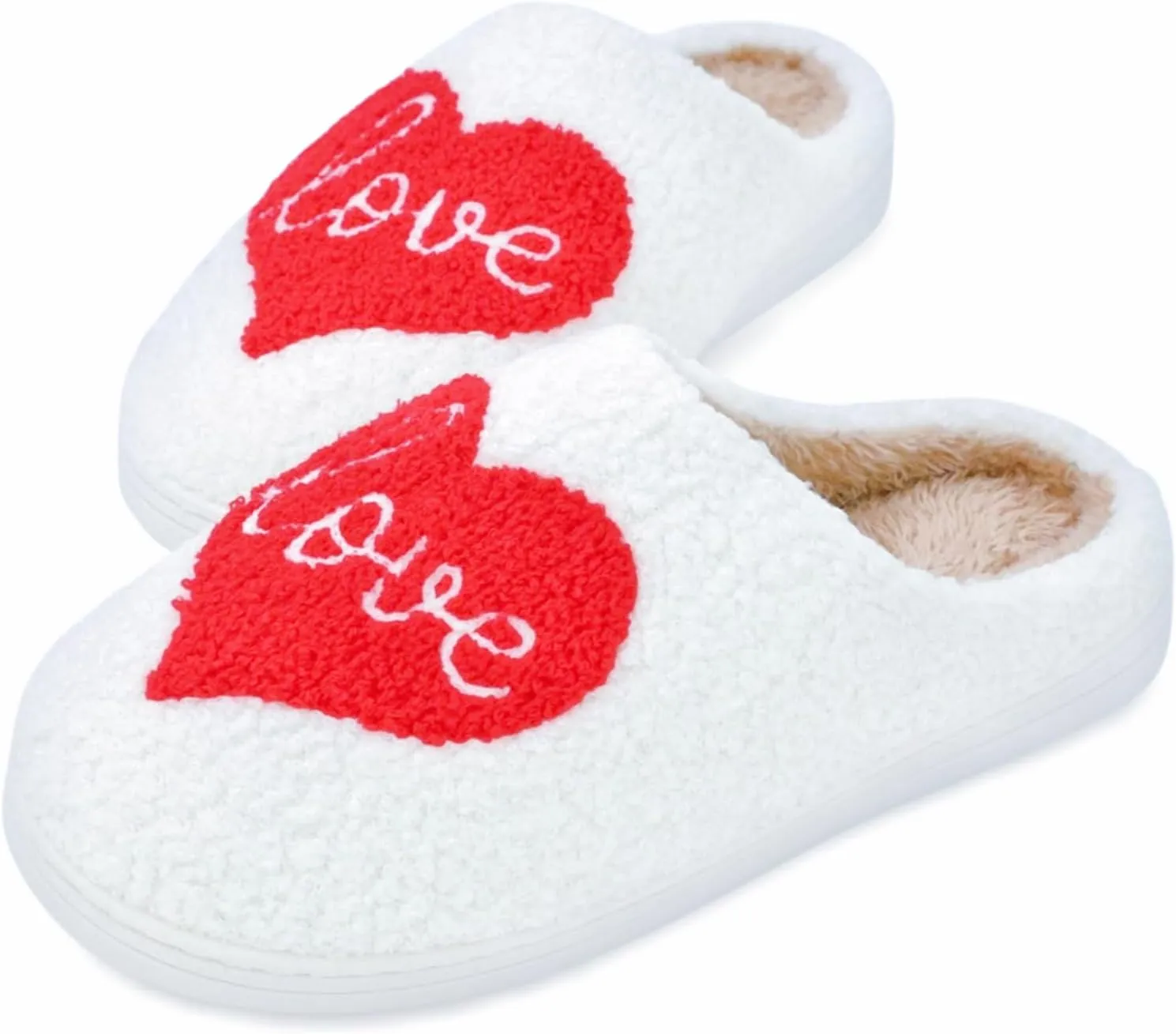 DCLTD Valentine's Heart Slippers - Plush Memory Foam House Shoes with Non-Slip Sole, Unisex Warm Gifts for Women/Men