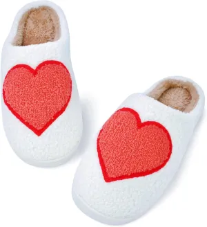 DCLTD Valentine's Heart Slippers - Plush Memory Foam House Shoes with Non-Slip Sole, Unisex Warm Gifts for Women/Men
