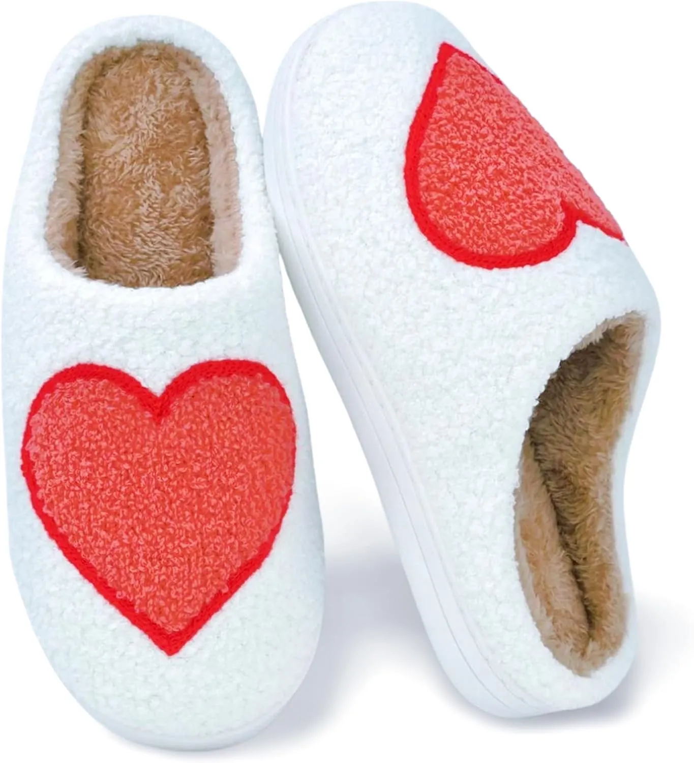 DCLTD Valentine's Heart Slippers - Plush Memory Foam House Shoes with Non-Slip Sole, Unisex Warm Gifts for Women/Men