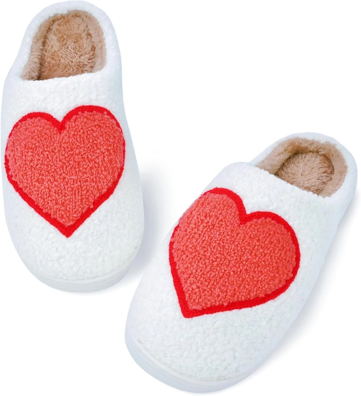 DCLTD Valentine's Heart Slippers - Plush Memory Foam House Shoes with Non-Slip Sole, Unisex Warm Gifts for Women/Men