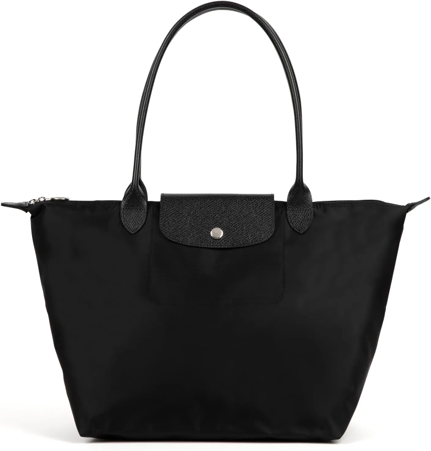 Designer-like Tote | Genuine Leather Trimming | Foldable | Nylon | Lightweight | Zipper Closure | Flat Inside Pockets