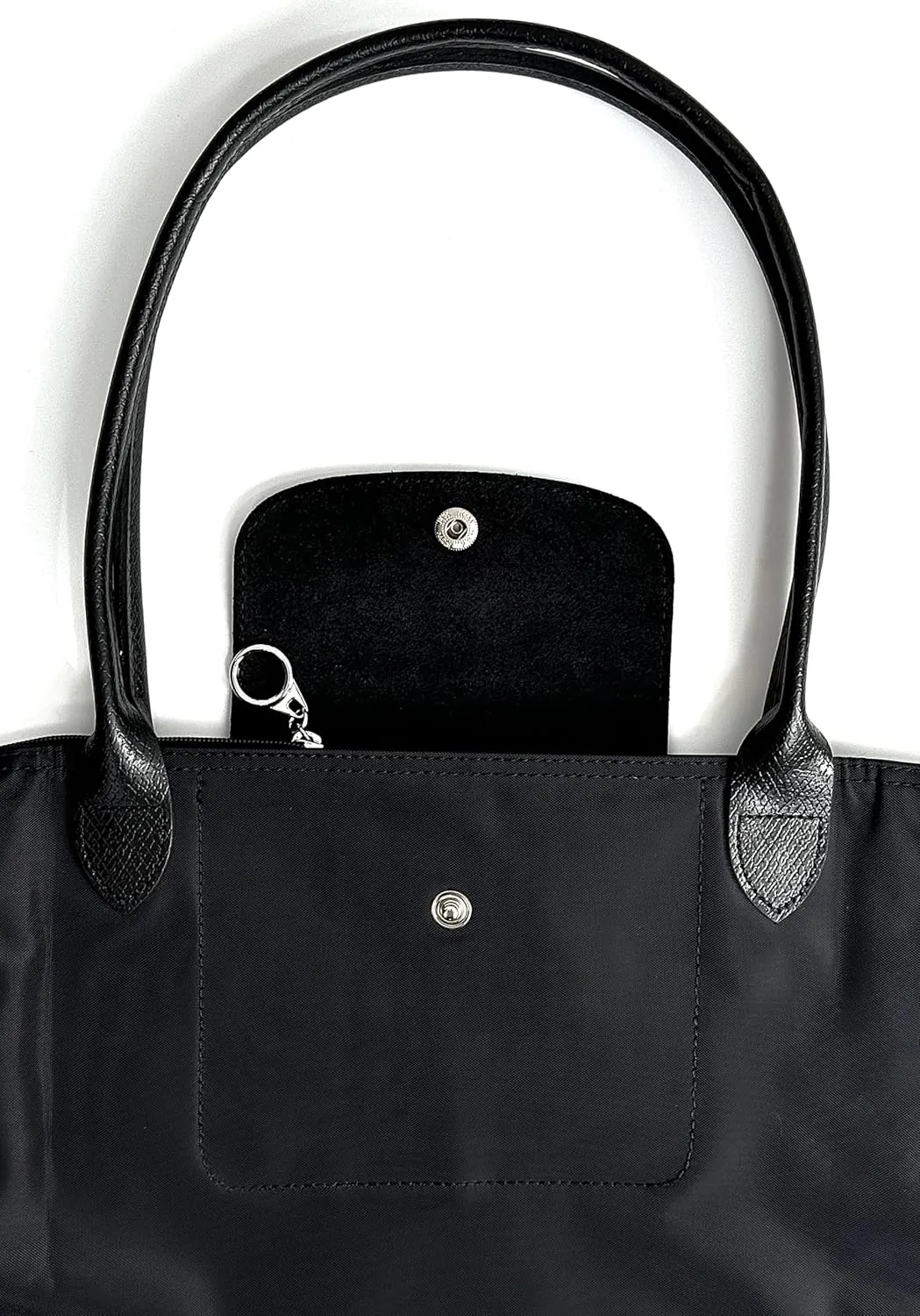 Designer-like Tote | Genuine Leather Trimming | Foldable | Nylon | Lightweight | Zipper Closure | Flat Inside Pockets